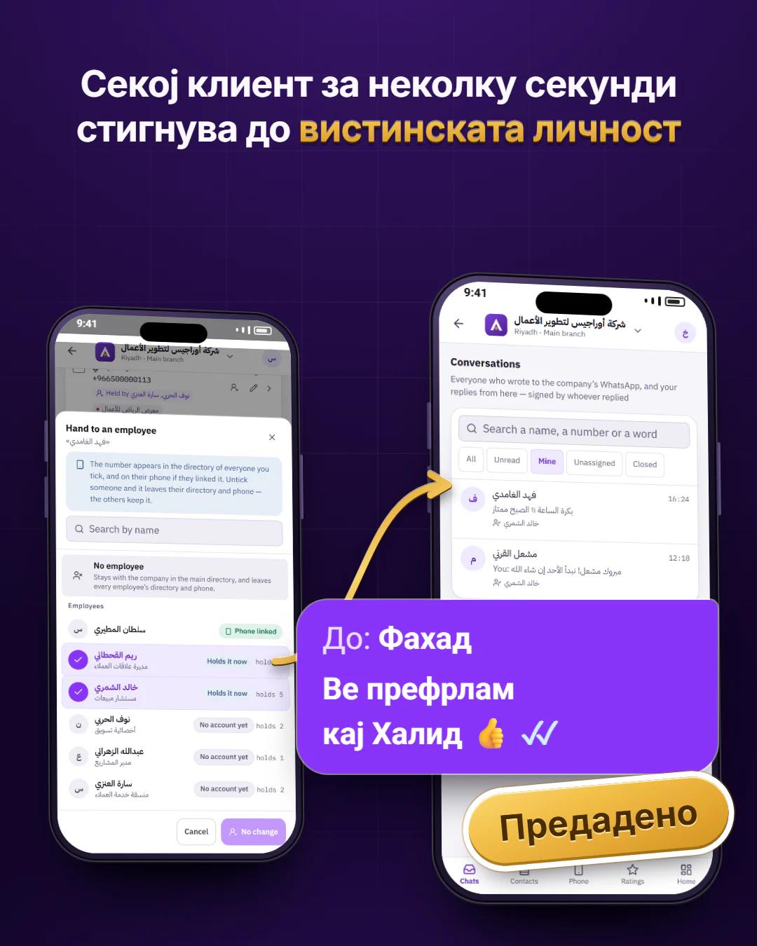 Предајте го клиентот на вистинската личност