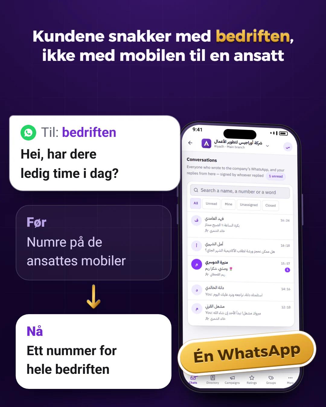 Ett nummer for hele bedriften