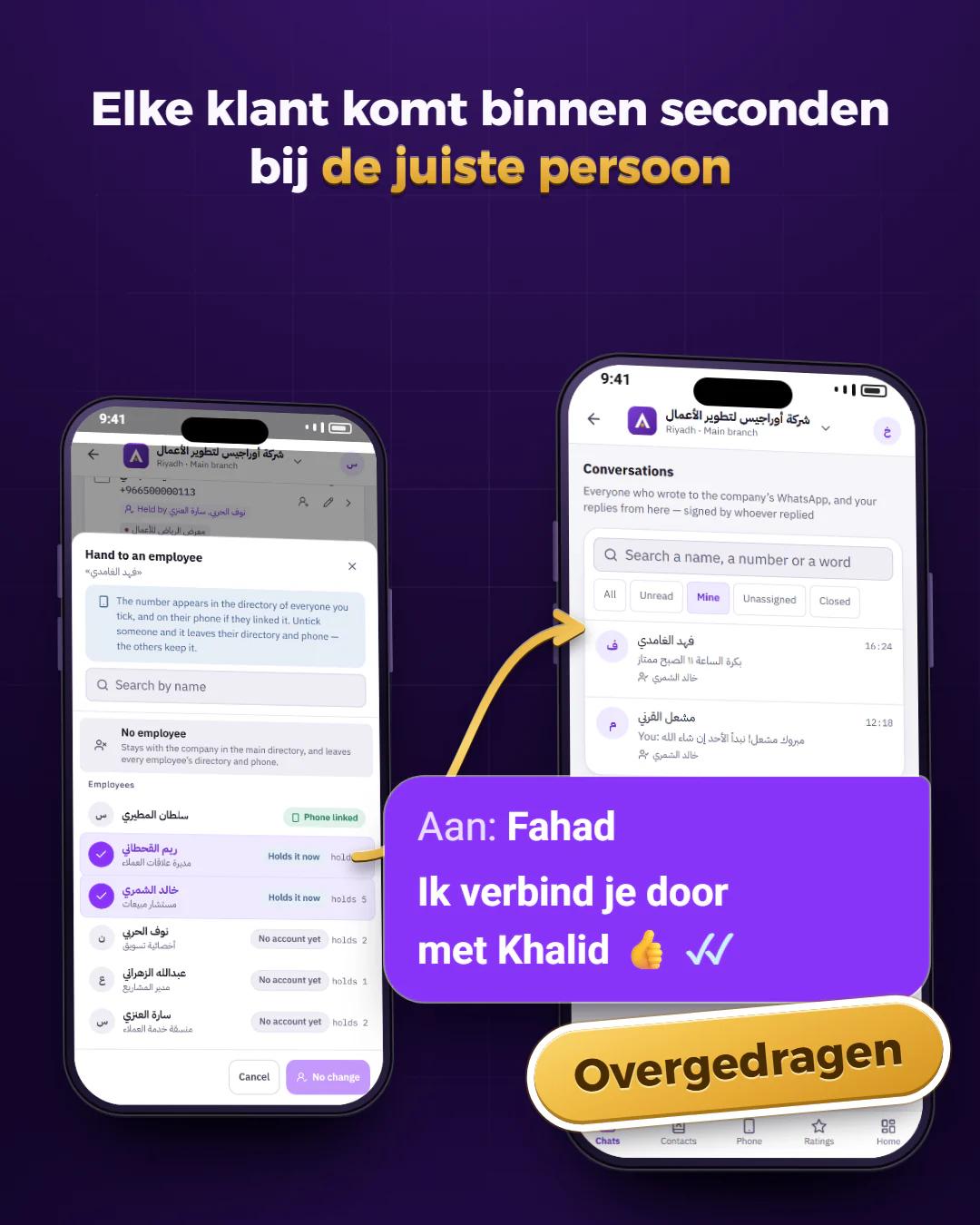 Geef de klant aan de juiste persoon