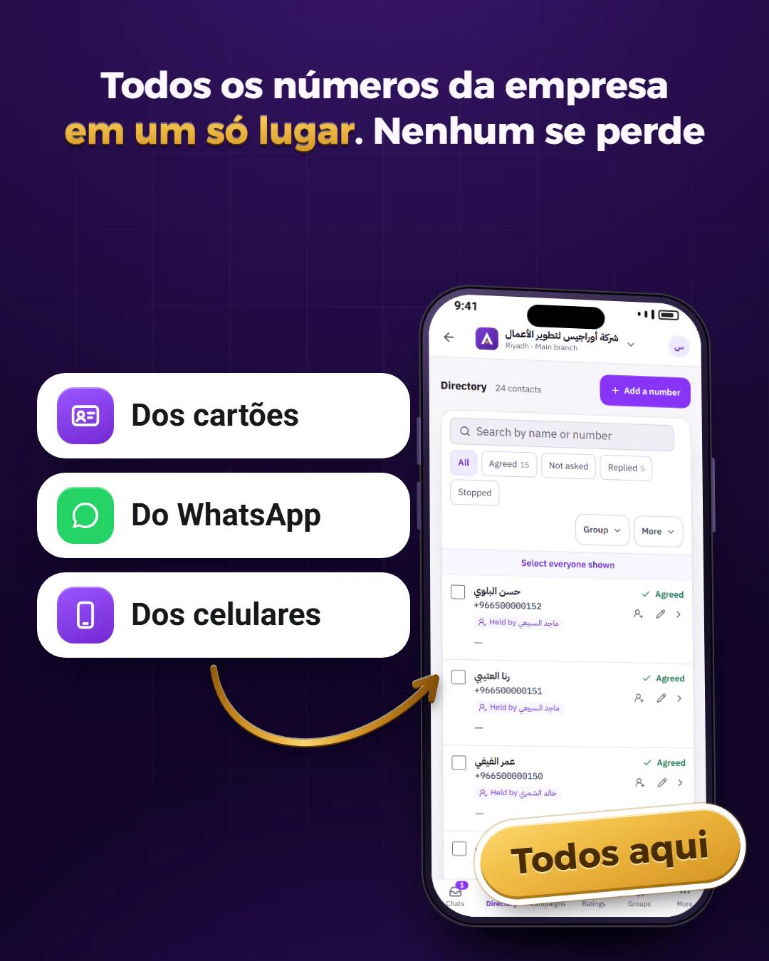 Diretório de telefones da empresa