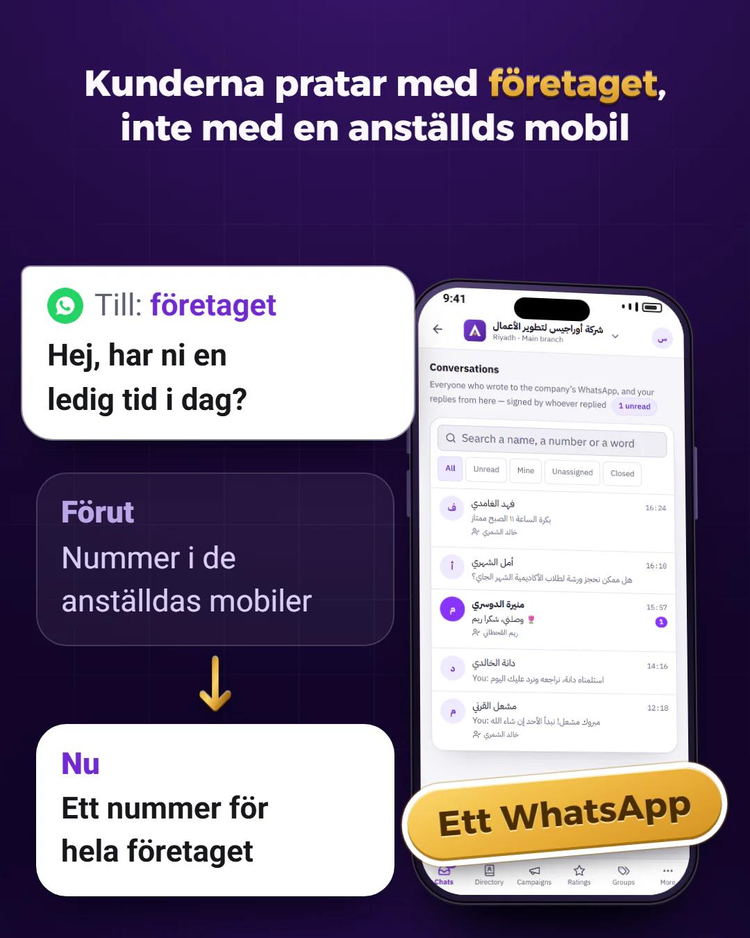Ett nummer för hela företaget