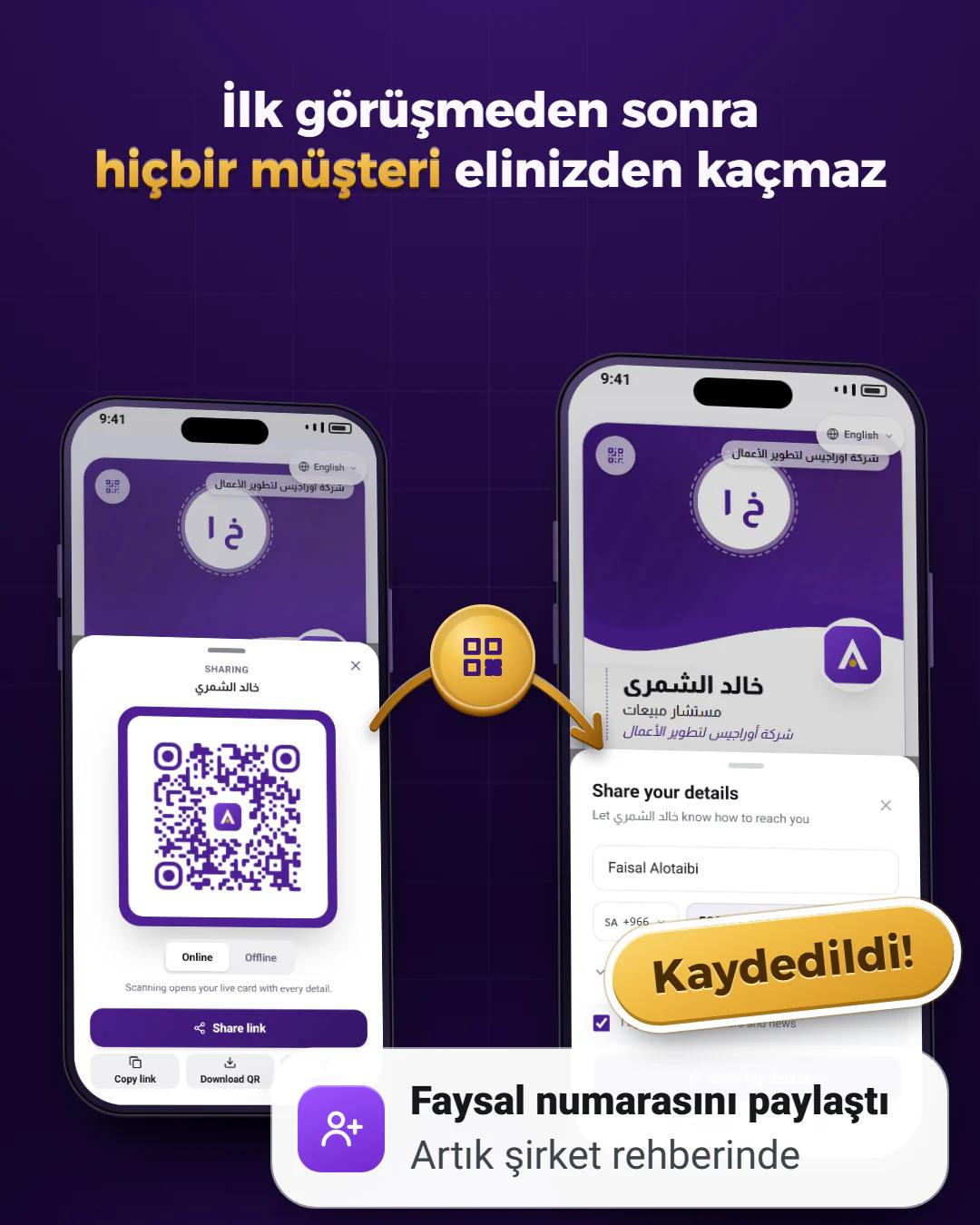 Tek dokunuşla numara paylaşın