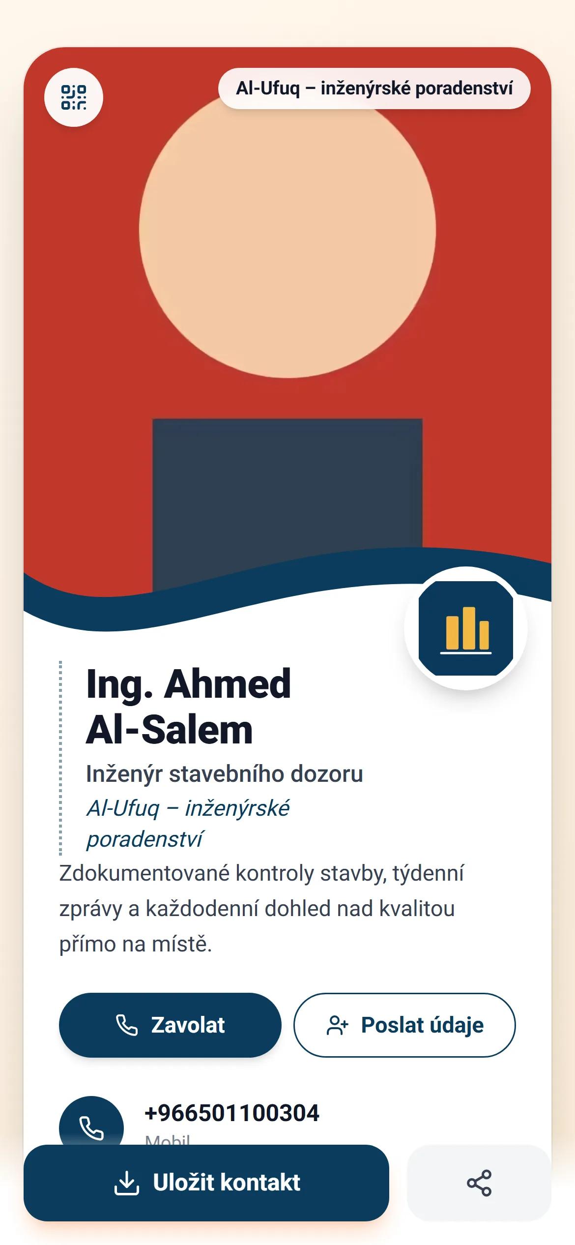 Digitální vizitka zaměstnance v identitě firmy