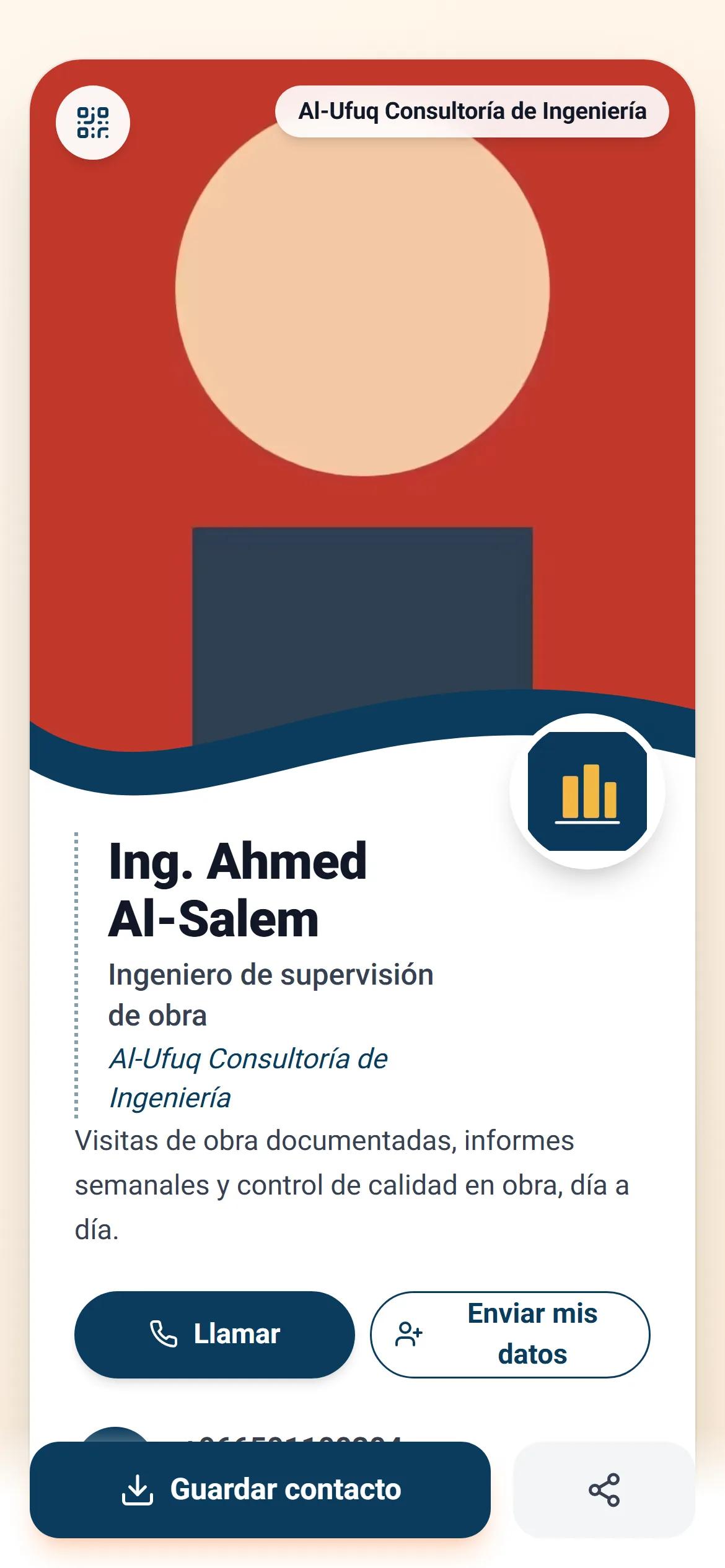Una tarjeta digital de empleado con la identidad de la empresa