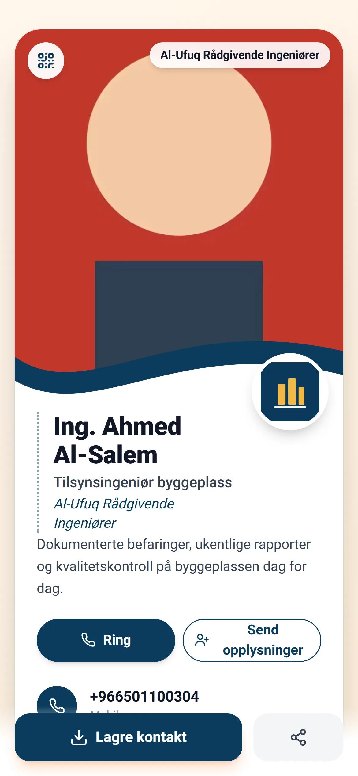 Et digitalt ansattkort i bedriftens profil